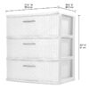 Storage Drawer, 3 Drawer Plastic Weave Wide Tower with Pull Handles, Brown