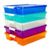 Storex 12x12 Stack & Store Box, Assorted Colors, Case of 5