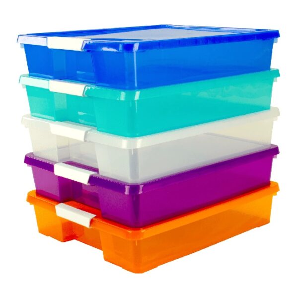 Storex 12x12 Stack & Store Box, Assorted Colors, Case of 5