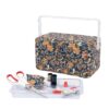 SINGER Large Premium Tackle Sewing Basket Navy Paisley Print with Notions Sewing Kit and Matching Pin Cushion