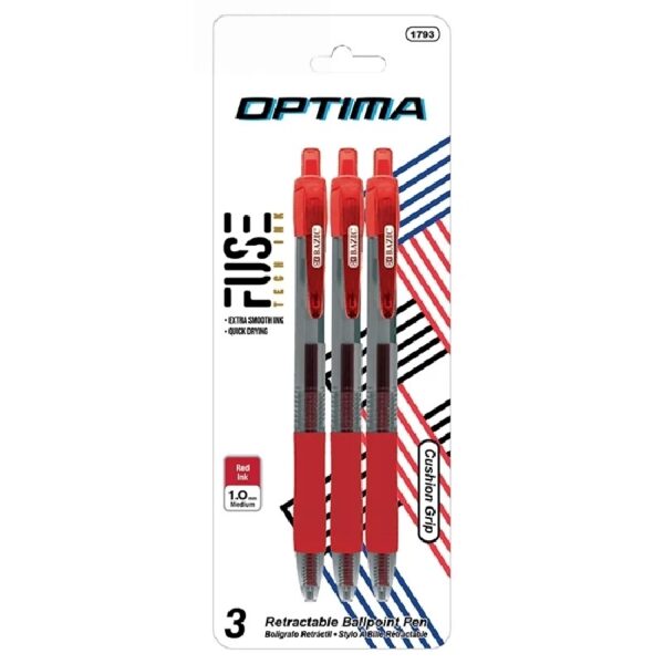 BAZIC Optima 5-Color Oil Gel Fuse Tech Ink Retractable Pen, 0.7 mm, (5/Pack), 12-Pack