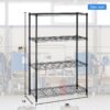 4 Shelf Wire Shelving Unit Garage NSF Wire Shelf Metal Storage Shelves Heavy Duty Height Adjustable for 1000 lbs Capacity Black