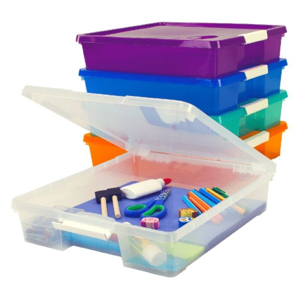 Storex 12x12 Stack & Store Box, Assorted Colors, Case of 5