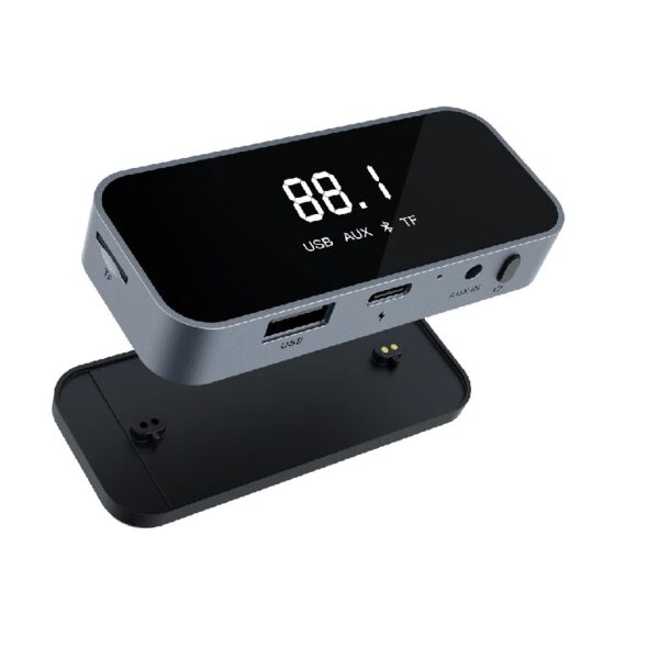 Solar Powered BT FM Transmitter with Remote via Multi-Input Compatible with Smartphone,3.5x2.5x0.875' 1 Unit Pack