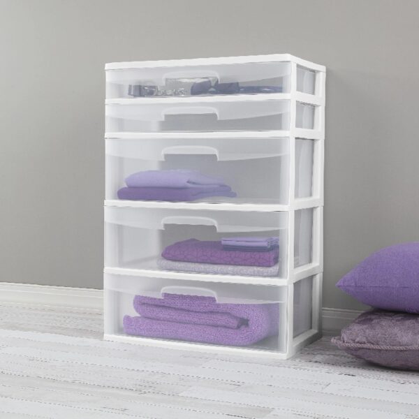 5 Drawer Wide Tower Black