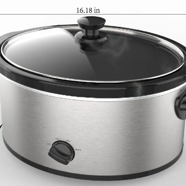 6 Quart Oval Slow Cooker, Stainless Steel Finish, Glass Lid, Model # MS54100112168S