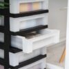 5-Drawer Narrow Plastic Storage Drawer Cart with Organizer Top, Black