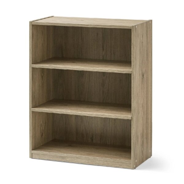 3-Shelf Bookcase with Adjustable Shelves, White