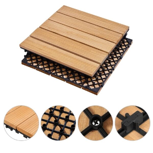 12'' x 12'' Fir Wood Flooring Tiles 11sq ft Coverage Area, 11 Pieces, Brown
