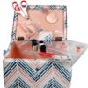 SINGER Large Premium Tackle Sewing Basket Navy Paisley Print with Notions Sewing Kit and Matching Pin Cushion