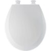 Round Enameled Wood Toilet Seat in White with Easy·Clean Hinge