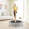 36 Inch Mini Folding Trampoline Portable Recreational Fitness Rebounder, Foldable Mini Trampoline, Fitness Rebounder for Indoor Garden-Silver