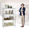 4 Shelf Wire Shelving Unit Garage NSF Wire Shelf Metal Storage Shelves Heavy Duty Height Adjustable for 1000 lbs Capacity Black