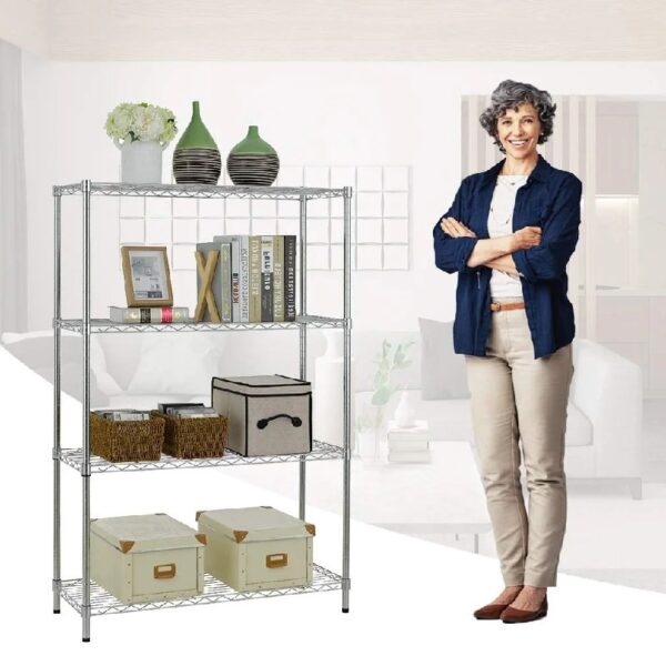 4 Shelf Wire Shelving Unit Garage NSF Wire Shelf Metal Storage Shelves Heavy Duty Height Adjustable for 1000 lbs Capacity Black
