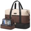 Travel Duffel Bag for Women, Large Weekender Overnight Bag, Carry-on Gym Bag with Separate Shoes Compartment, Mom Hospital Bags for Labor and Delivery with 2 Packing Cubes