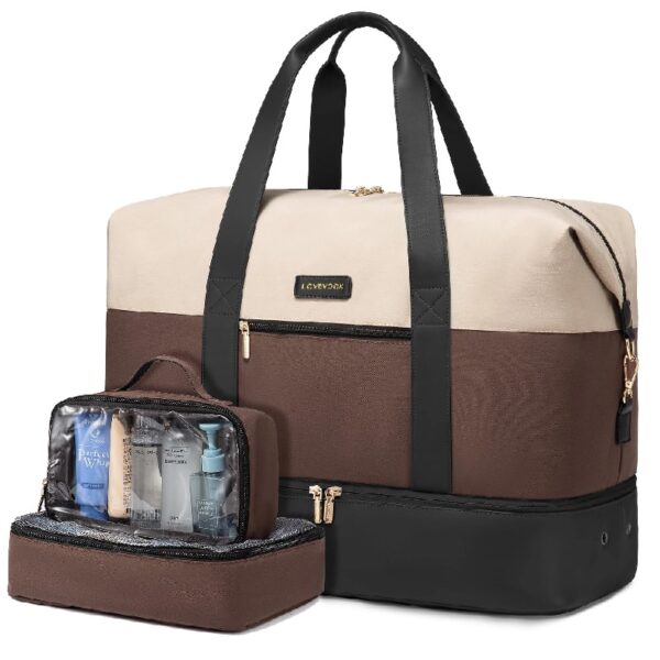 Travel Duffel Bag for Women, Large Weekender Overnight Bag, Carry-on Gym Bag with Separate Shoes Compartment, Mom Hospital Bags for Labor and Delivery with 2 Packing Cubes