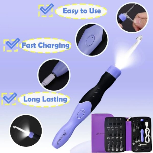 Yarniss Crochet Hooks Set with Digital Counter, 17 Sizes Light Up Crochet Hooks 2.5mm-14.0mm