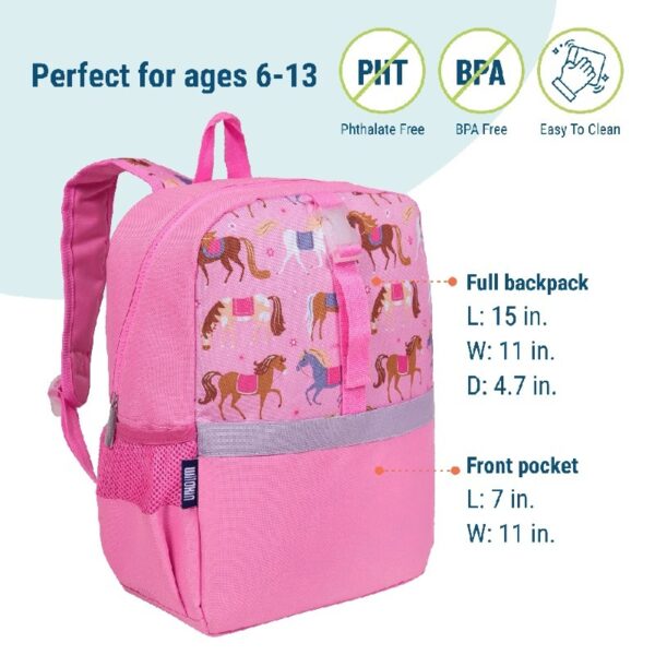 Wildkin Kids Pack-It-All 15 Inch School & Travel Backpack in Pink for Girls, Front strap for attaching Wildkin's Clip-in Lunchbox, Generously sized exterior front pocket (Mermaid Undercover)