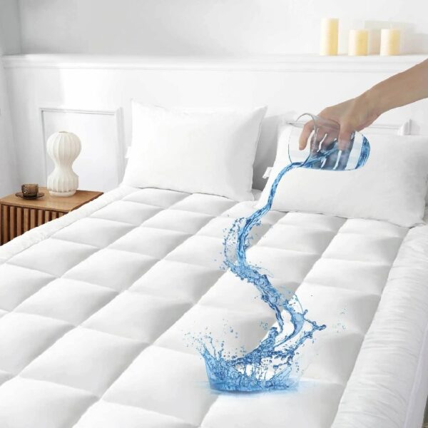 Queen Size Mattress Topper,400TC 100%Cotton Cooling Mattress Pad Cover Extra Thick Alternative Fill Pillow Top Cooling Bed Topper and Hotel Mattress Protector