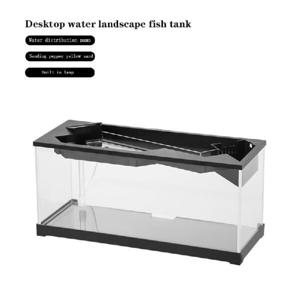 Home Betta Fish Tank Aquarium Fish Tank Kit With Transparent Cover LED Light Ecological Cycle System Heating Desktop Aquarium