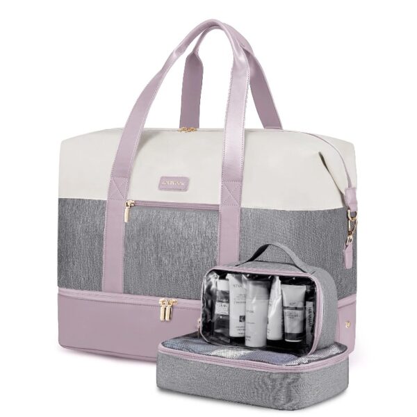 Travel Duffel Bag for Women, Large Weekender Overnight Bag, Carry-on Gym Bag with Separate Shoes Compartment, Mom Hospital Bags for Labor and Delivery with 2 Packing Cubes