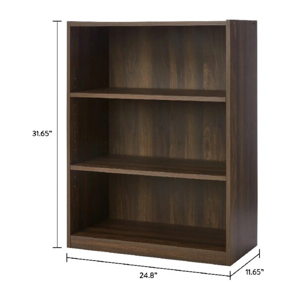 3-Shelf Bookcase with Adjustable Shelves, White