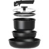 Nonstick Detachable Pots and Pans Set, 6 Pieces Induction Cookware Set, Oven/Dishwasher Safe, Easy for Storage, White Granite