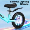Kid Balance Bike, 12'' Toddlers Training Bicycle for 2-5 Years Old Boys Girls, Lightweight with Lighting up Wheels, Bule