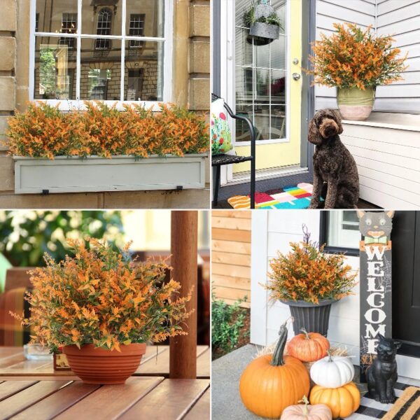 RECUTMS 20 Bundles Outdoor Artificial Plant UV Resistant Fake Plants, Faux Plastic Greenery for Indoor Outside Hanging Plants Garden Porch Window(White)