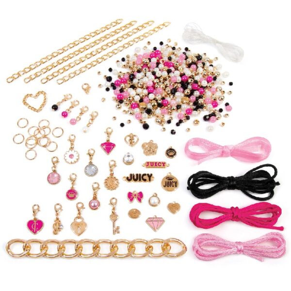 Juicy Couture: Glitz ‘N Glam Charm Bracelets - 494pc DIY Kit, Design & Create 18 Cord & Ribbon Bracelets, Bead Jewelry, Storage Case, Girls & Kids 8+