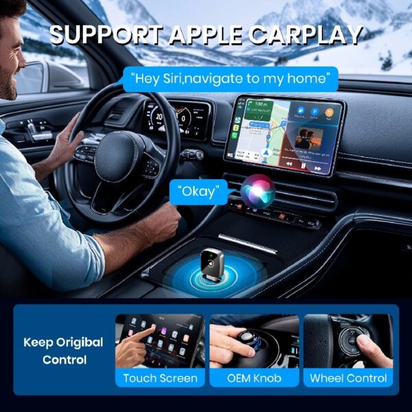 Wireless Carplay Adapter, 2 in 1 Apple CarPlay and Android Auto Adapter Convert Wired to Wireless Dongle for Apple Android,Plug and Play for iOS 10+ & Android 10+, Black