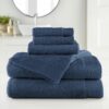 Hotel Style 100% Organic Cotton Luxury 6-Piece Towel Set, Charcoal Sky