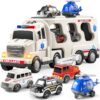 Construction Toddler Truck Toys for 3 4 5 6 Year Old Boys 5-in-1 Friction Power Vehicle Car Toy for Toddlers 1-3 Carrier Truck Toys for Kids 3-5 Christmas Birthday Gifts for Girls Age 3-9