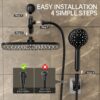 12 Inch Coverage High Pressure Rain Shower Head Combo with Adjustable Extension Arm, Wide Rainfall & 5 Modes Handheld Showerhead, Dual Anti-Clog Nozzles for Ultimate Experience, Silver Chrome