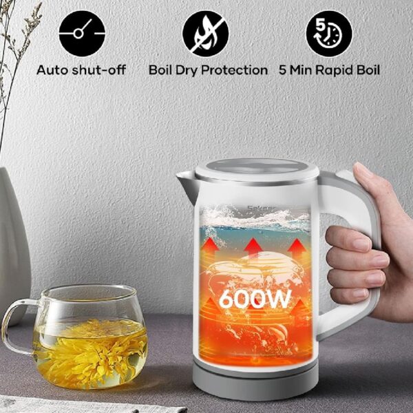 Travel Electric Tea Kettle with Auto Shut-Off & Boil Dry Protection, 304 Stainless Steel Mini Portable Water Boiler, 0.8 L Fast Heating Coffee Kettle, Perfect Holiday Gifts Black