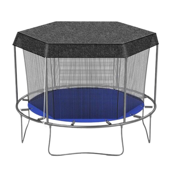 Trampoline With Integrated Shade Cover - Durable TPE Jump Mat And Safety Enclosure Net, Weather-Resistant Frame For All-Season Fun