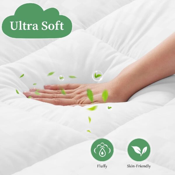 Extra Thick Queen Mattress Topper, Cooling Mattress Pad Cover, Mattress Protector with 8-21 Inch Deep Pocket,White
