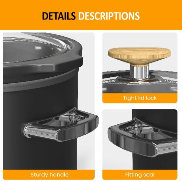 2 Quart Slow Cooker, Small Slow Cooker with Removable Ceramic Pot, Slow Cooker Food Warmer with 3 Heating Settings & Dishwasher Safe Glass Lid, Grey