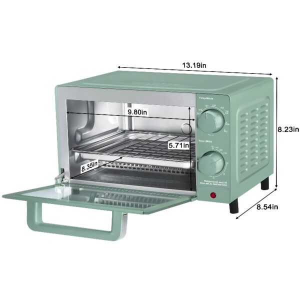 4 Slice Countertop Toaster Oven with 3 Settings, includes Baking Rack and Pan, Black, New