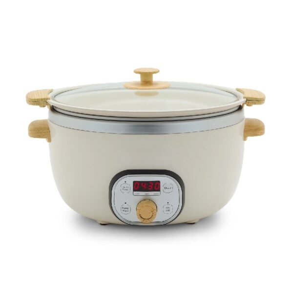 6 Quart Non Stick Family Meal Slow Cooker with Removable Pot, Cream