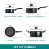 7 Piece Non Stick Aluminium, Pots and Pans Cookware Set, Black