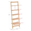 5-Tier Slatted Wood Leaning Ladder Shelf for Narrow Storage, Wooden Bookcase for Living Room, Bathroom, Kitchen, Office or Bedroom, Black Finish