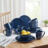 Chiara 16-Piece Stoneware Gray Dinnerware Set