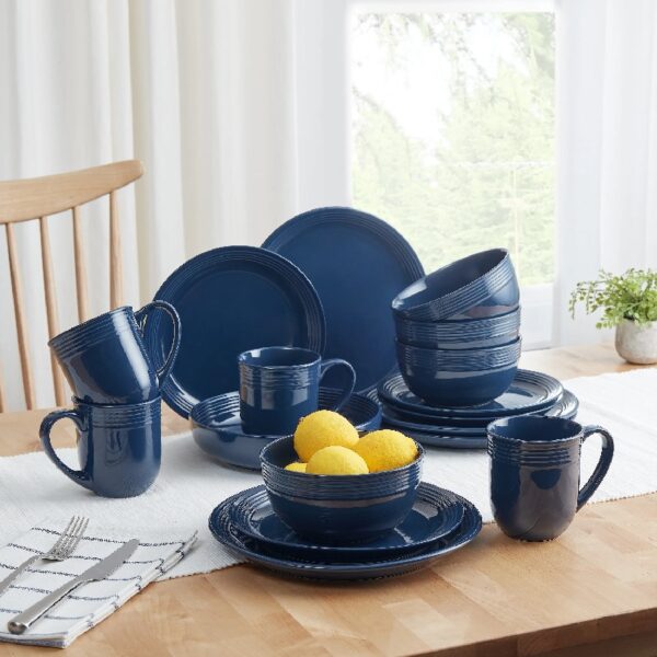 Chiara 16-Piece Stoneware Gray Dinnerware Set
