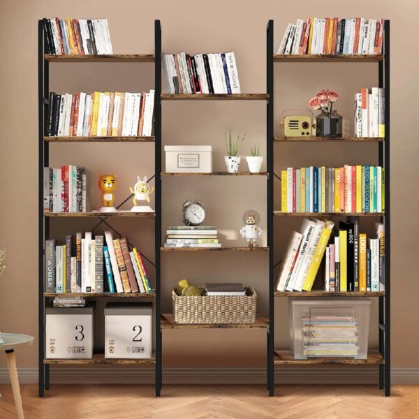 3 Tier Bookshelf, Industrial Small Bookcase Storage Organizer for Living Room, Bedroom