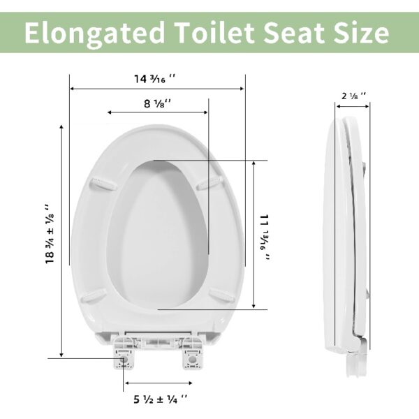 Oval Plastic Toilet Seat Soft Close in White, No Slam & Easy to Clean