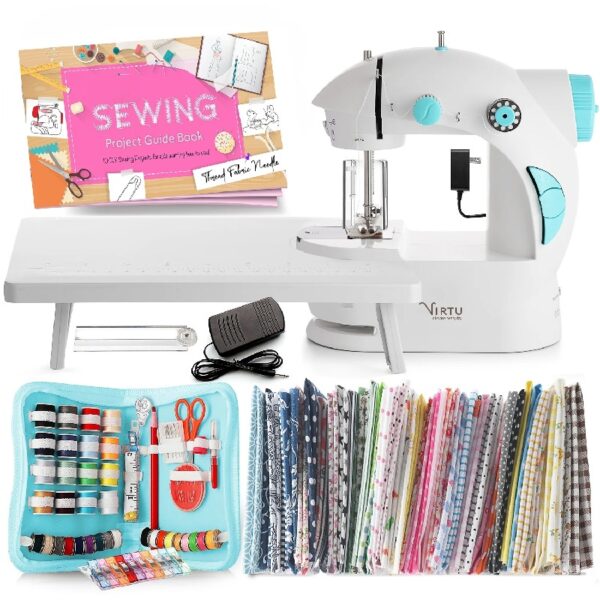 Virtu 122 PC Mini Portable Sewing Machine for Beginner Kids and Adults, Ballet Pink