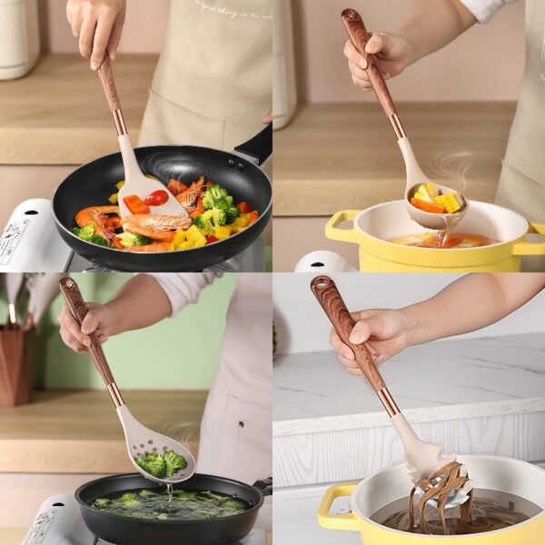 Silicone Kitchen Utensil Set, 7 Pieces Nonstick Cooking Utensil Set with Holder, Heat Resistant Cookware Silicone Spatulas Set, Kitchen Tool Set for Cooking