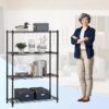 4 Shelf Wire Shelving Unit Garage NSF Wire Shelf Metal Storage Shelves Heavy Duty Height Adjustable for 1000 lbs Capacity Black