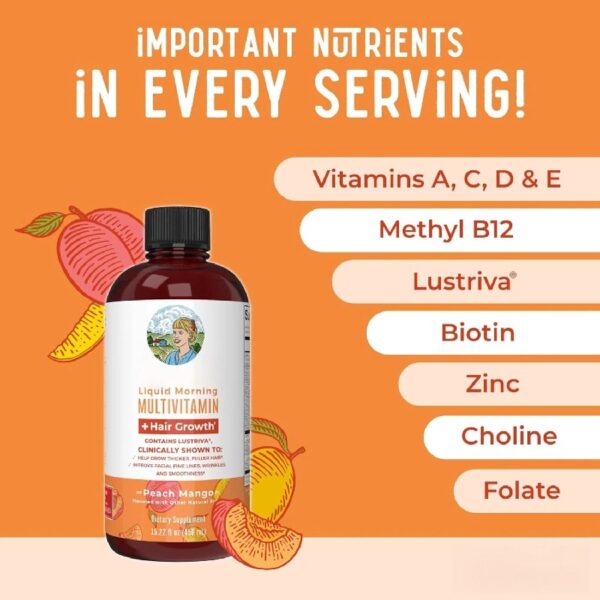 Liquid Multivitamin + Lustriva® Hair Growth Thickness in Women's Hair Biotin 10000mcg Vitamin D B Vitamins Ages 18+ 15.22 fl oz